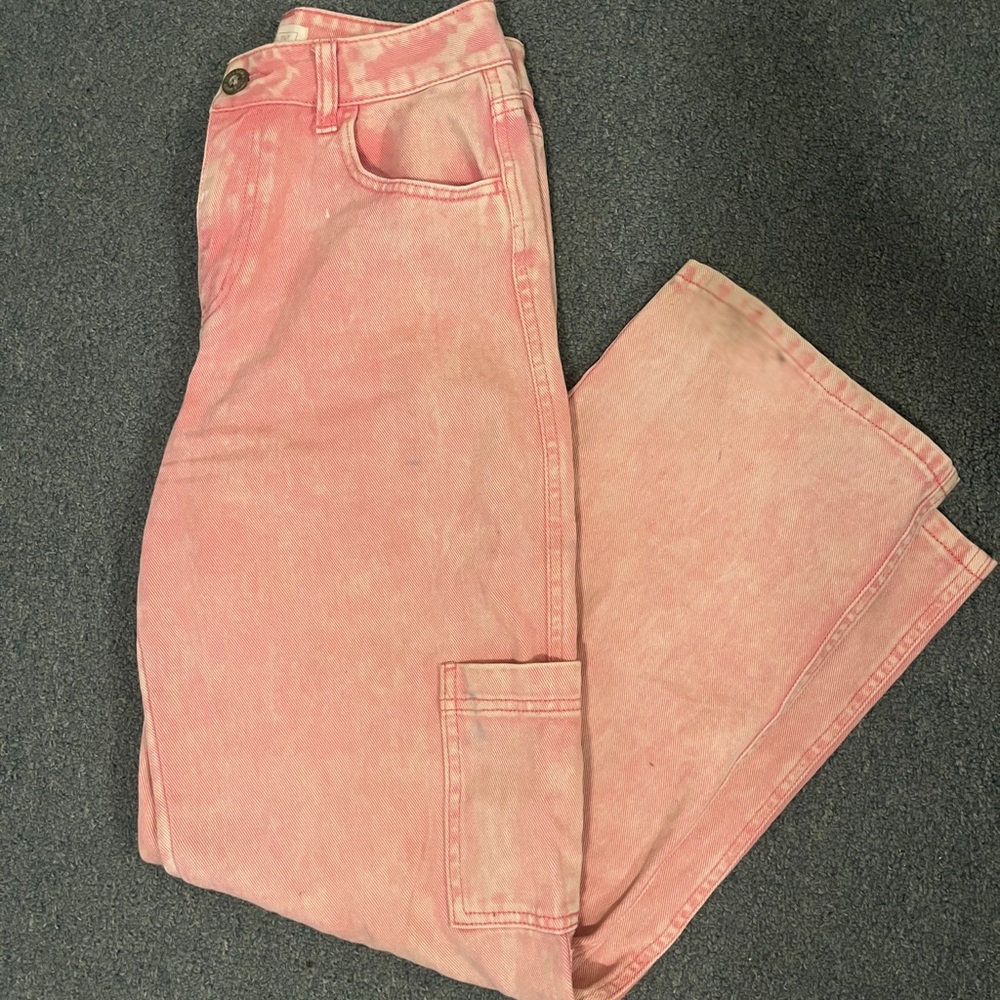 Tilleys Full Tilt Pink Cargo Jeans Wide Leg size 25 Straight Leg